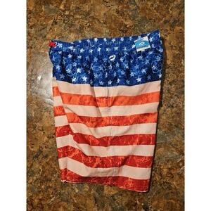 Orageous Swim Trunks Medium American Flag Print Mesh Lined Beach Pool NWT (A147)